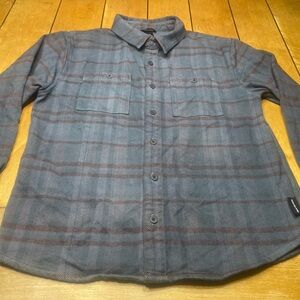 Cotopaxi Mero Heavyweight Flannel Gray and Maroon Plaid Size Medium Cotton